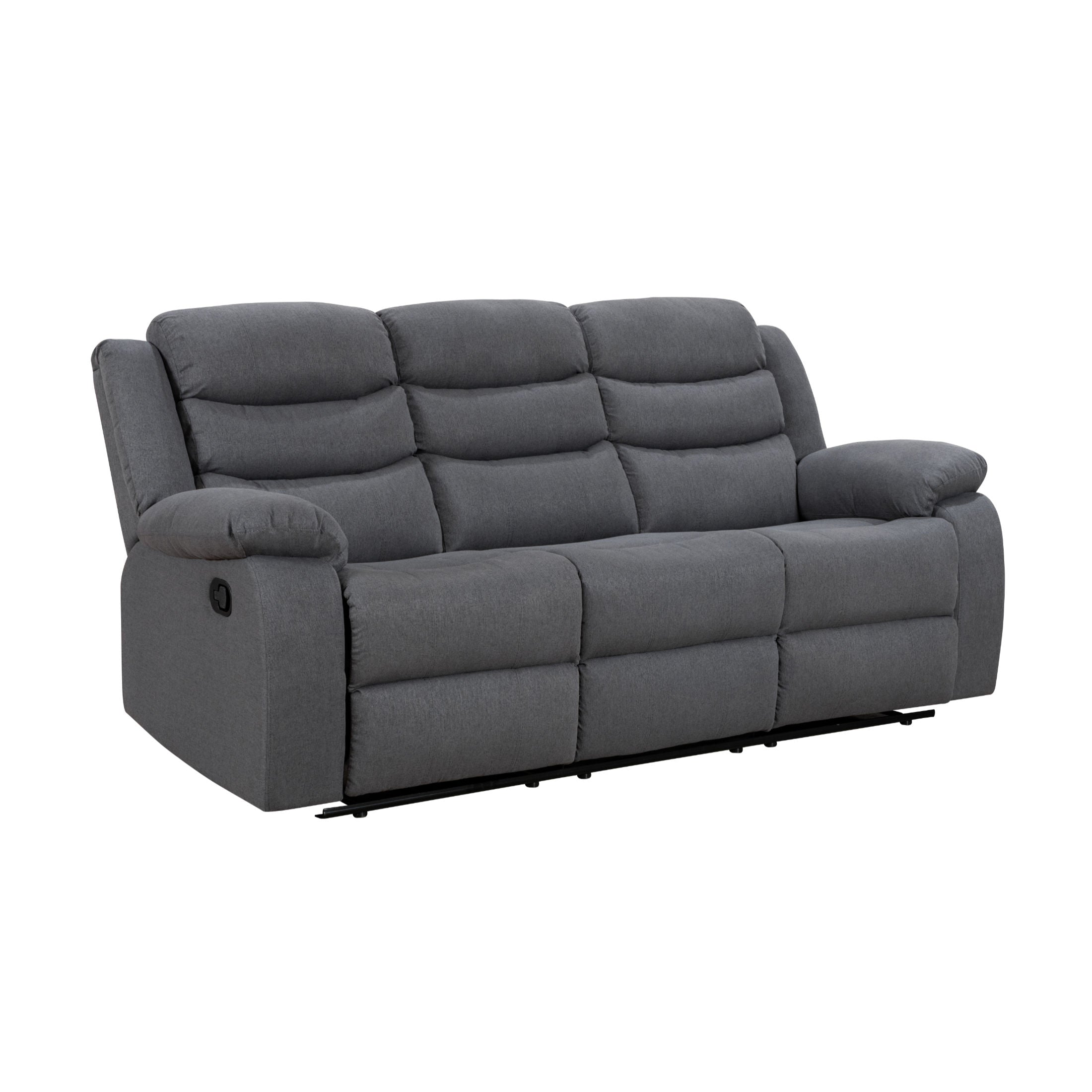 Turin Recliner Fabric 3 Seater Grey Dark