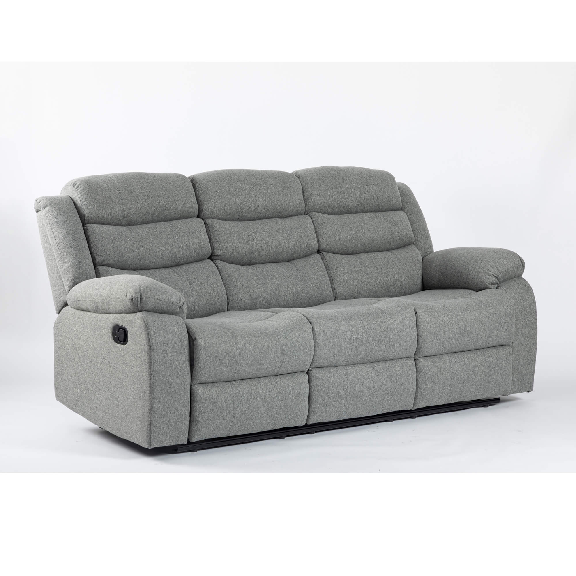 Turin Recliner Fabric 3 Seater Grey Light