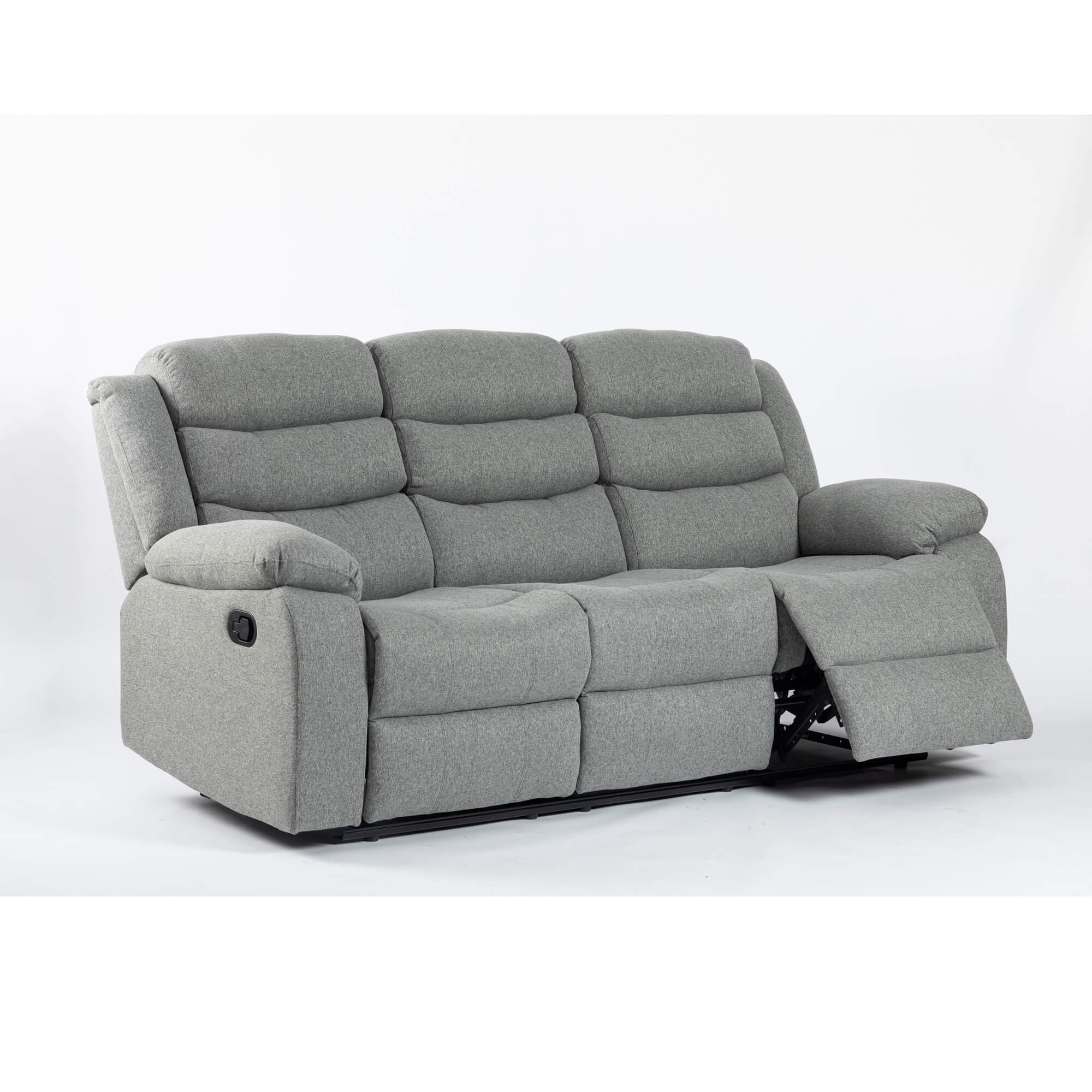 Turin Recliner Fabric 3 Seater Grey Light