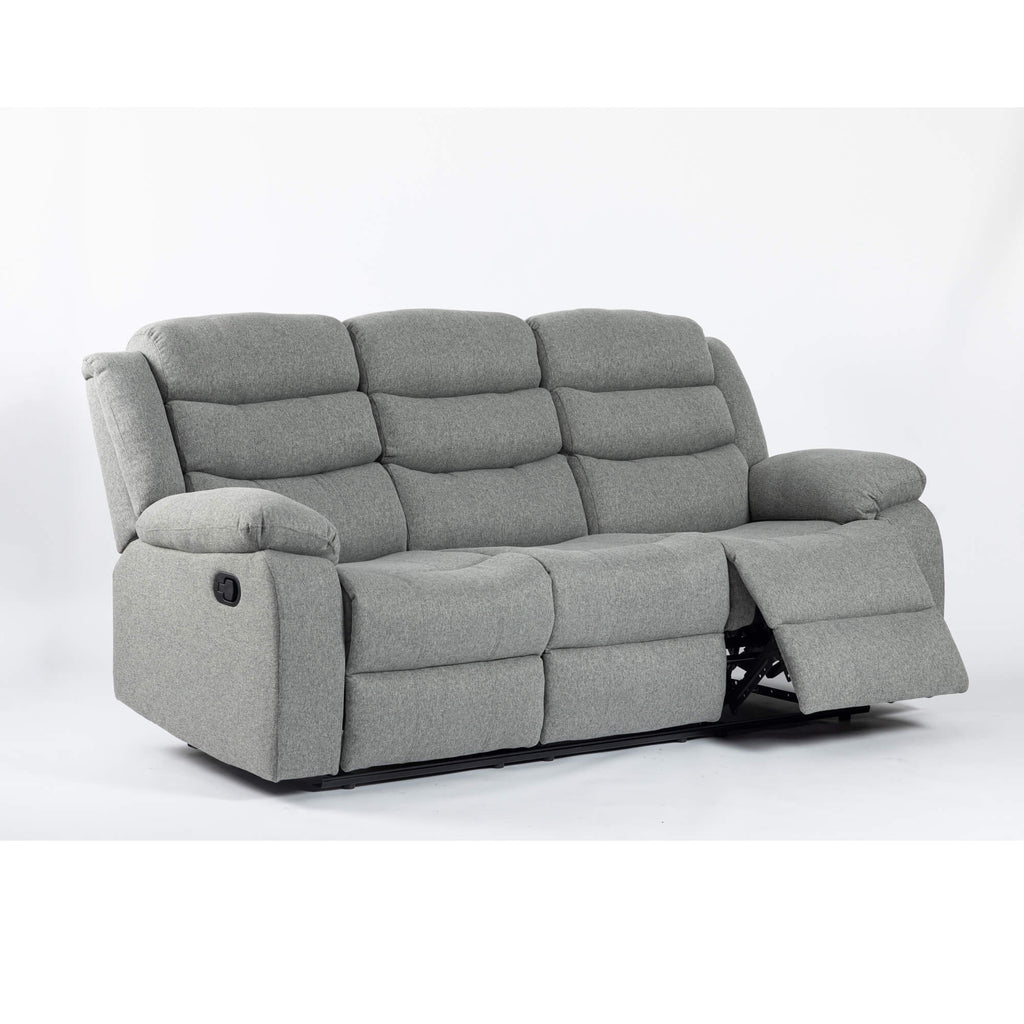 Turin Recliner Fabric 3 Seater Grey Light