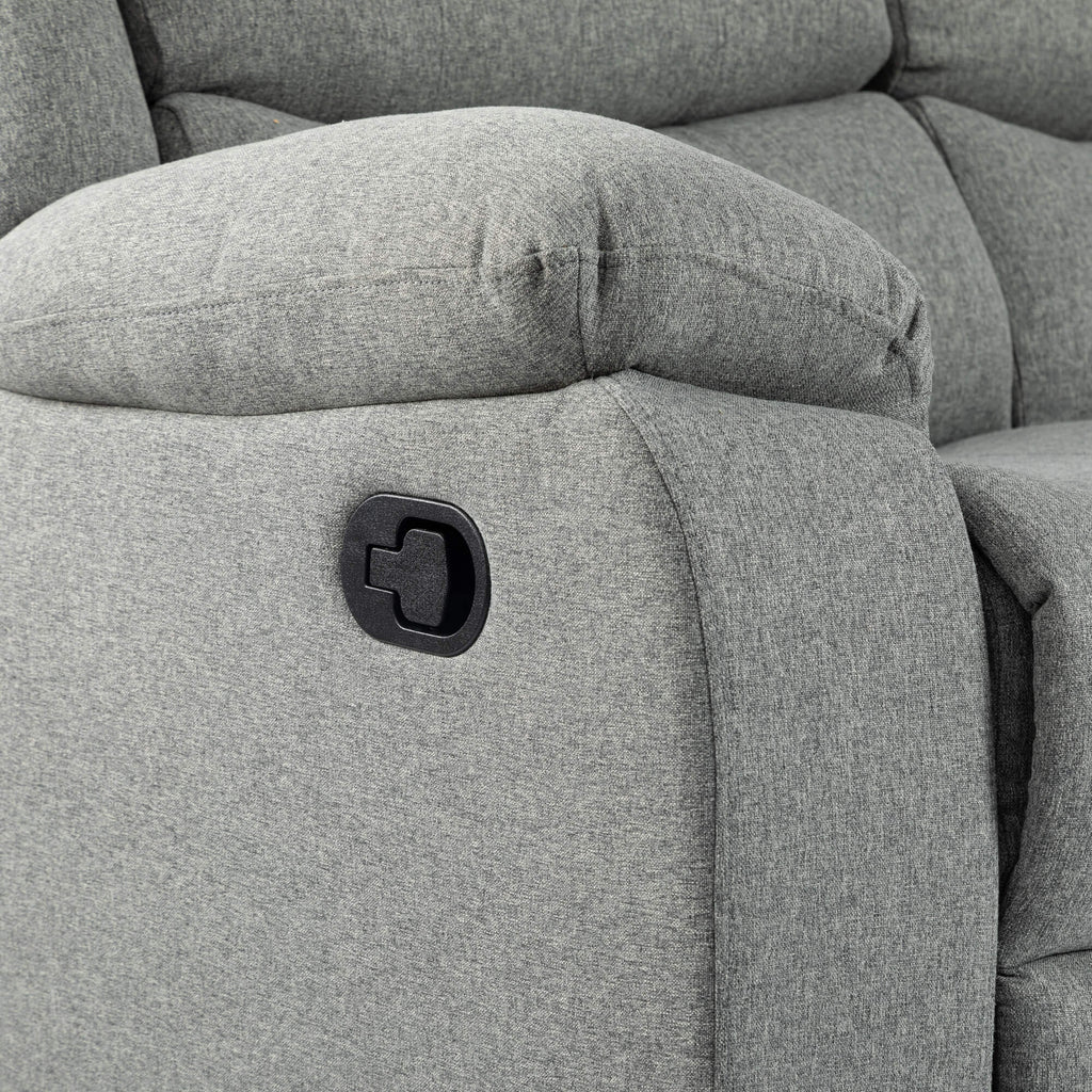Turin Recliner Fabric 3 Seater Grey Light