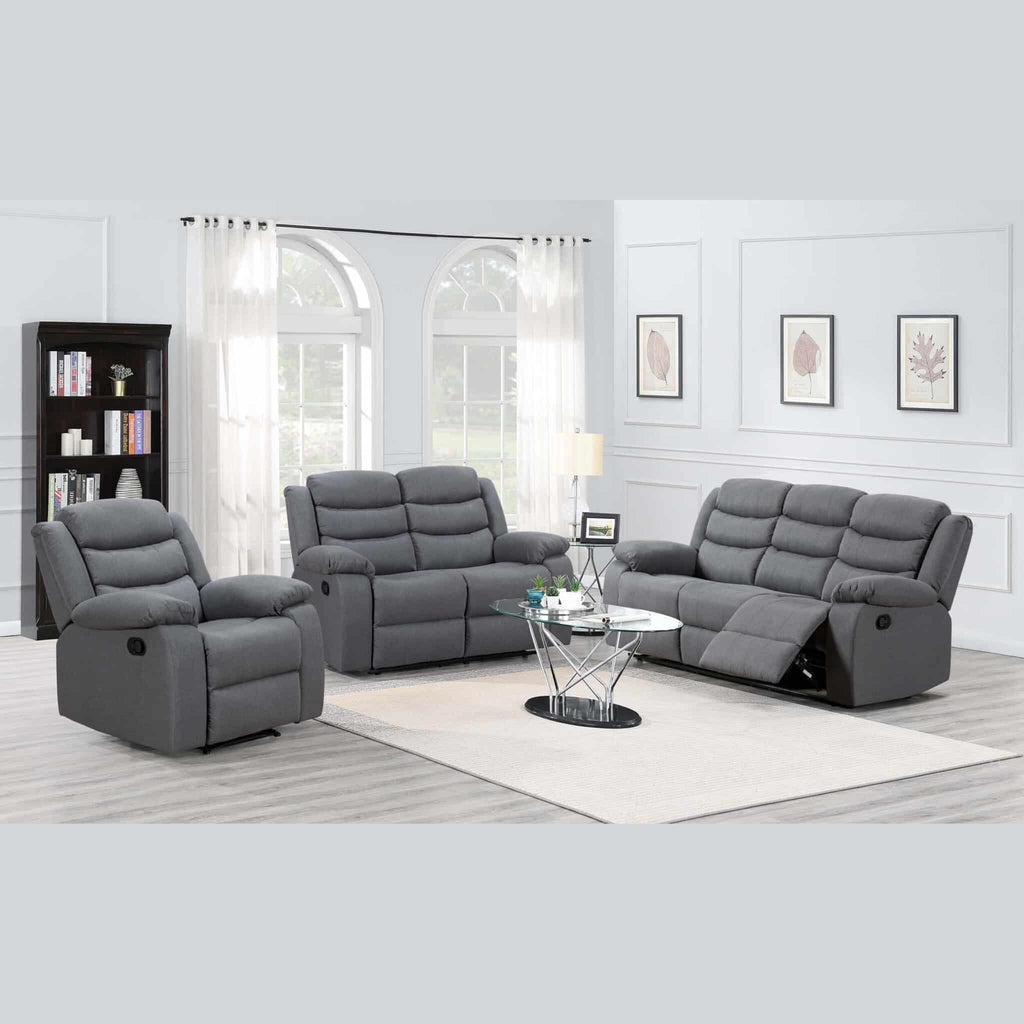 Turin Recliner Fabric 1 Seater Grey Dark