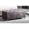 Valencia Fabric Ottoman Box Brown Antique