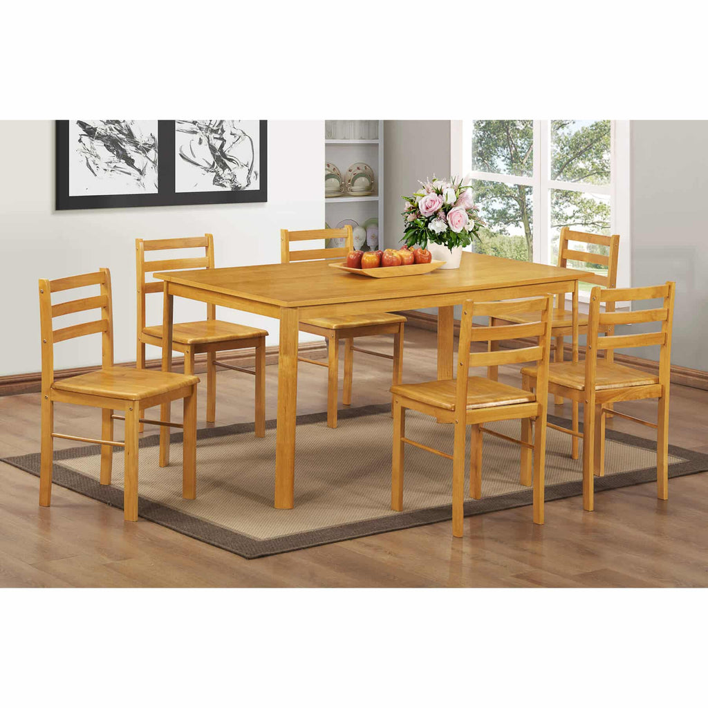 New York Large Dining Set with 6 Chairs Natural Oak