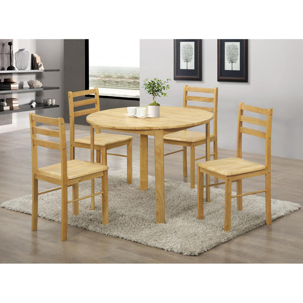 New York Round Dining Set with 4 Chairs Natural Oak