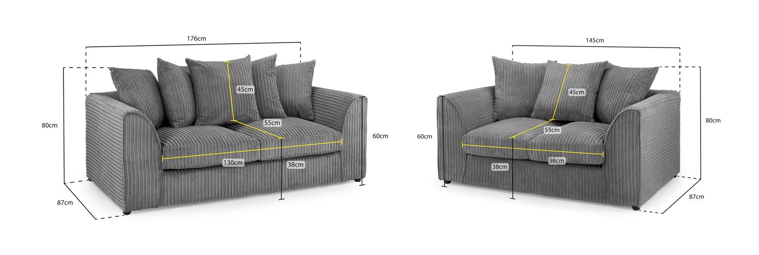 Harley Jumbo Sofa Grey 3+2 Set