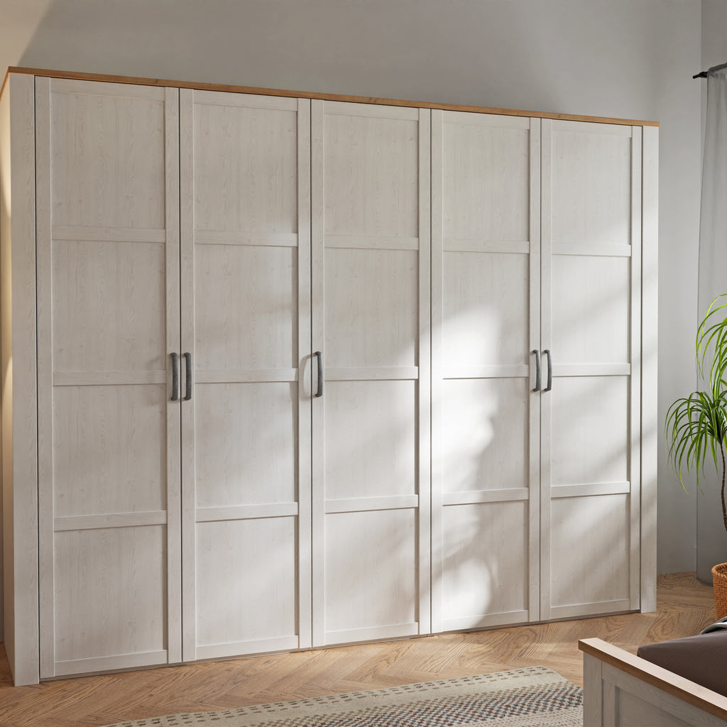 Bohol 5 Door Wardrobe in Riviera Oak/White