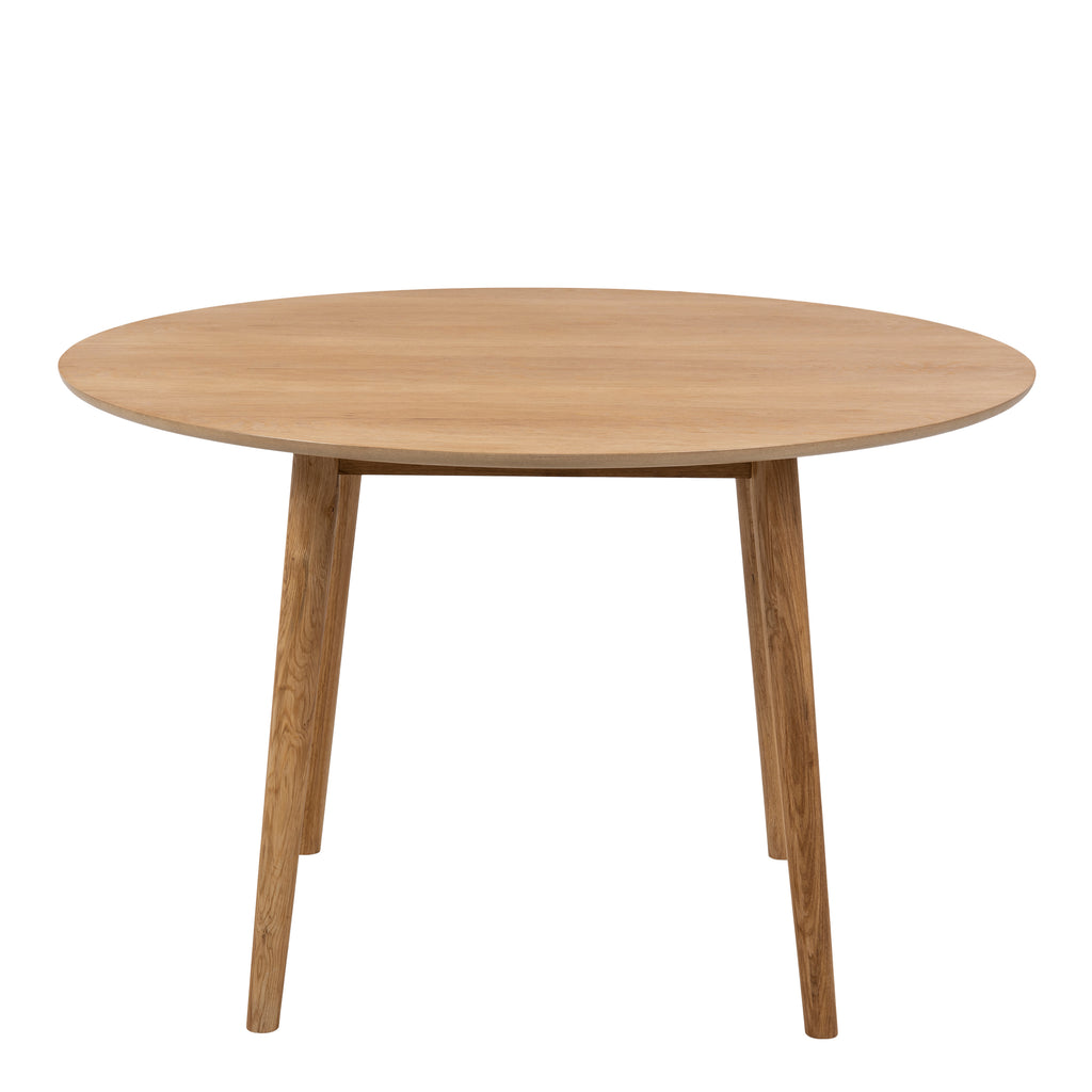 Nagano Round Dining Table in Oak Included 4 Femke Dining Chair in Olive Green