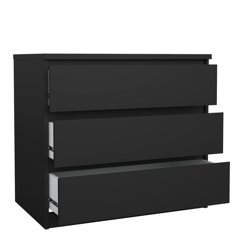 Naia Chest of 3 Drawers in Black Matt