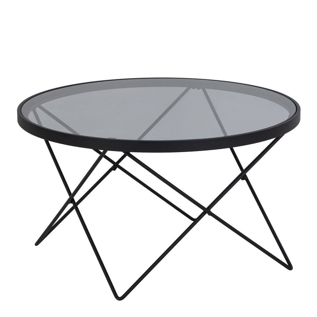 Cuxton Black Coffee Table with Smoked Glass Top