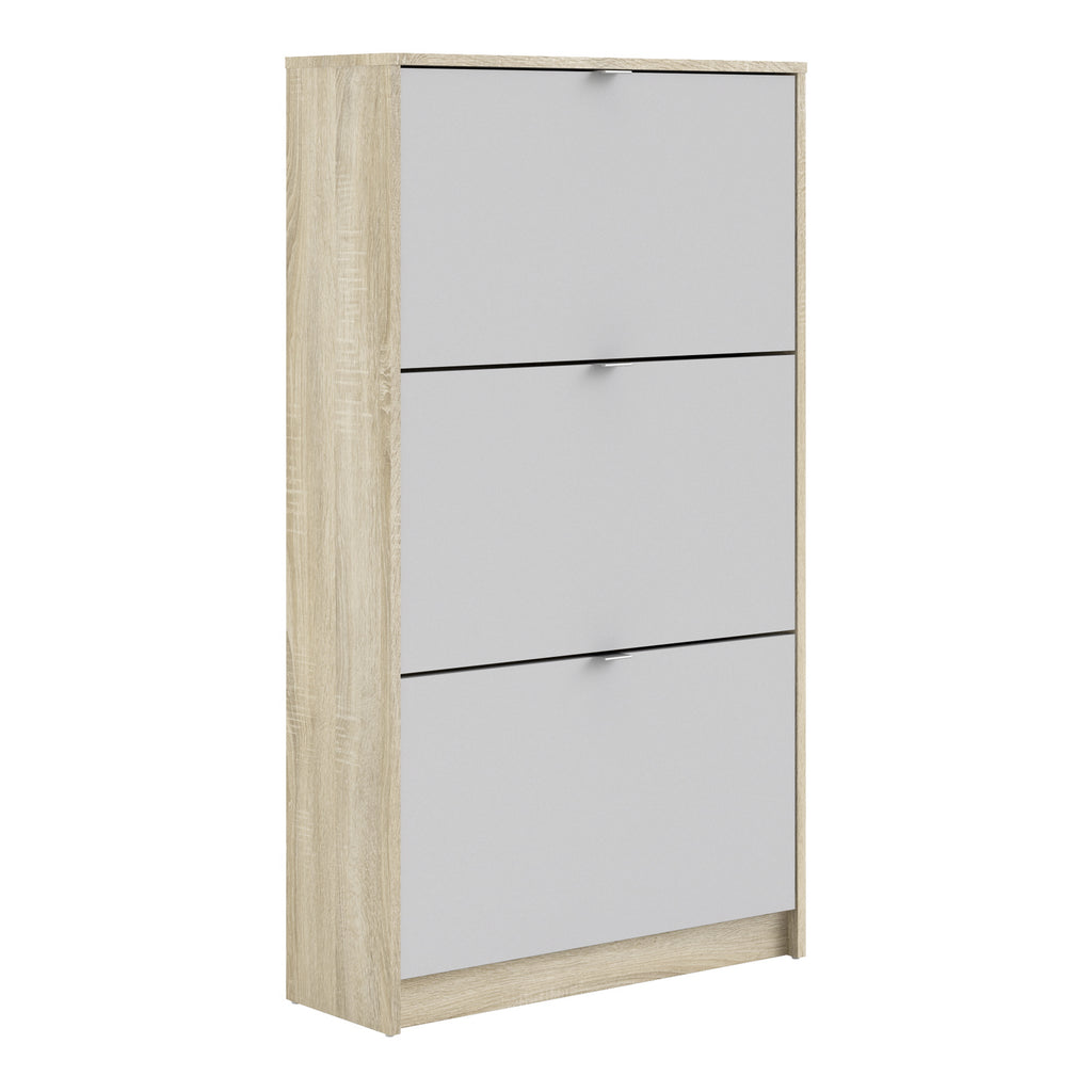 Shoes Shoe Cabinet 3 Flip Down Doors and 2 layers Oak structure White
