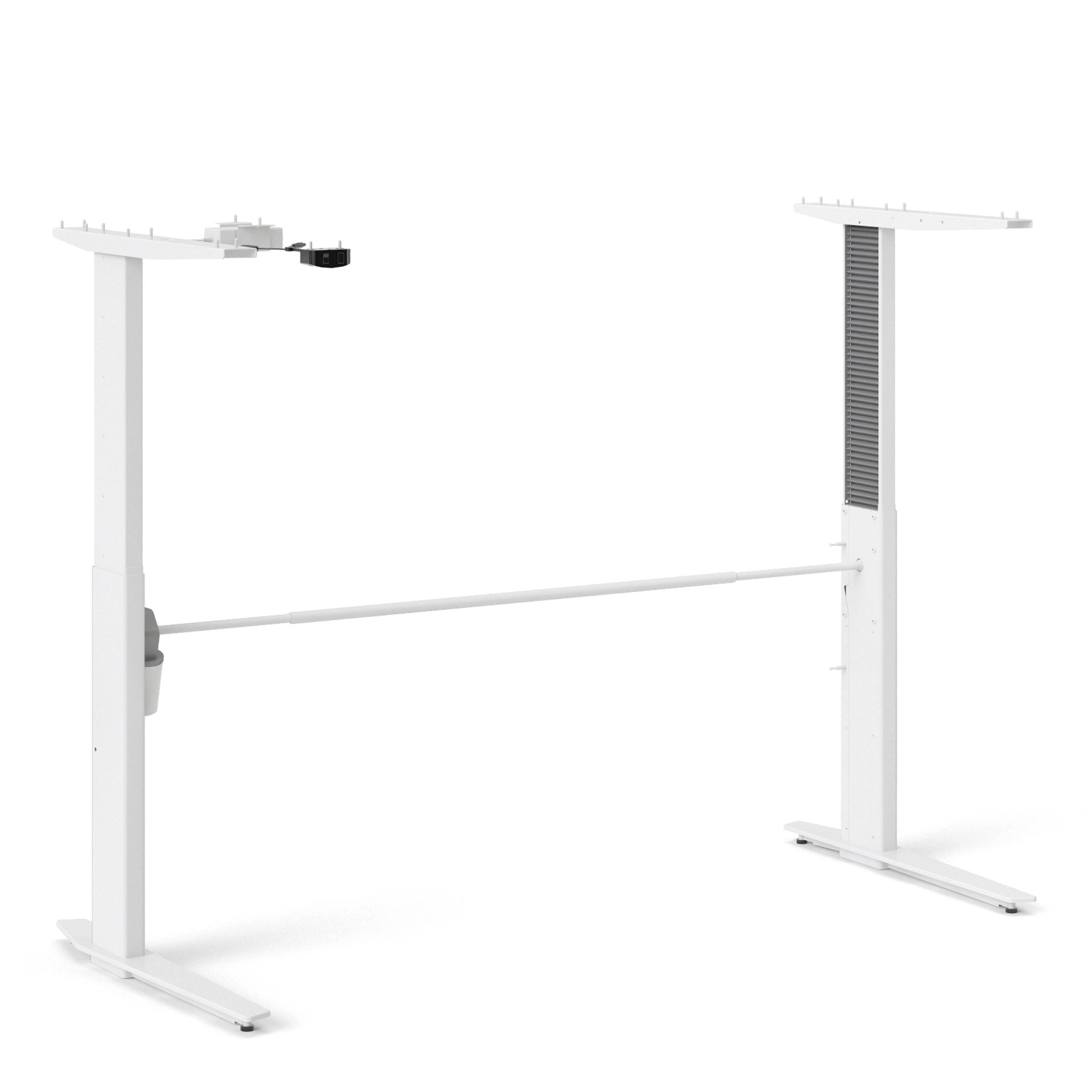 Prima Desk 150cm in Oak with Height Adjustable Legs with Electric Control in White