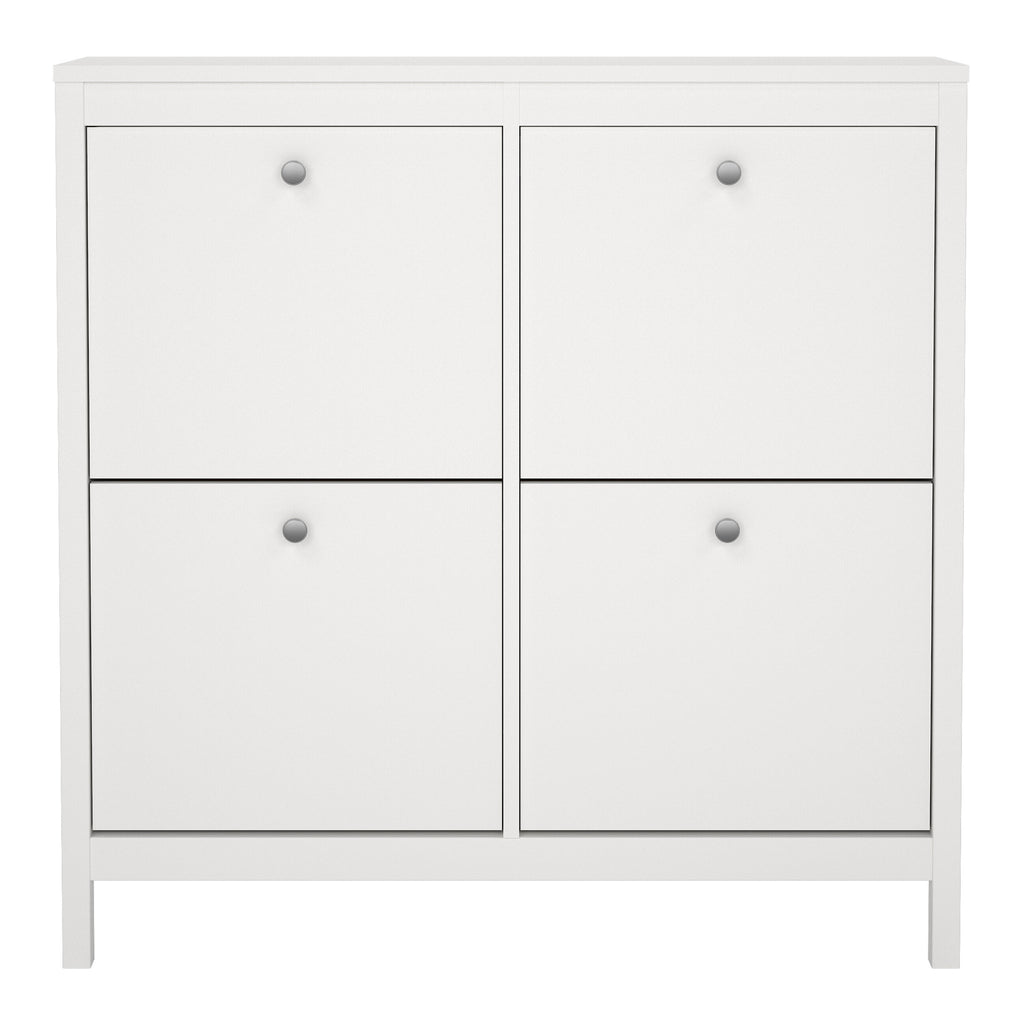 Madrid Shoe Cabinet 4 Flip Down Doors in White