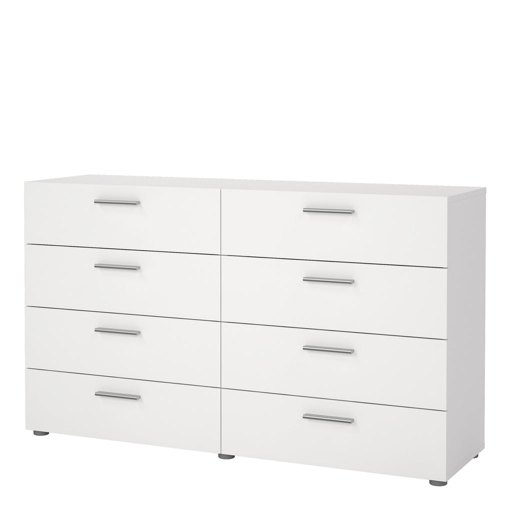 Pepe Wide Chest of 8 Drawers (4+4) in White