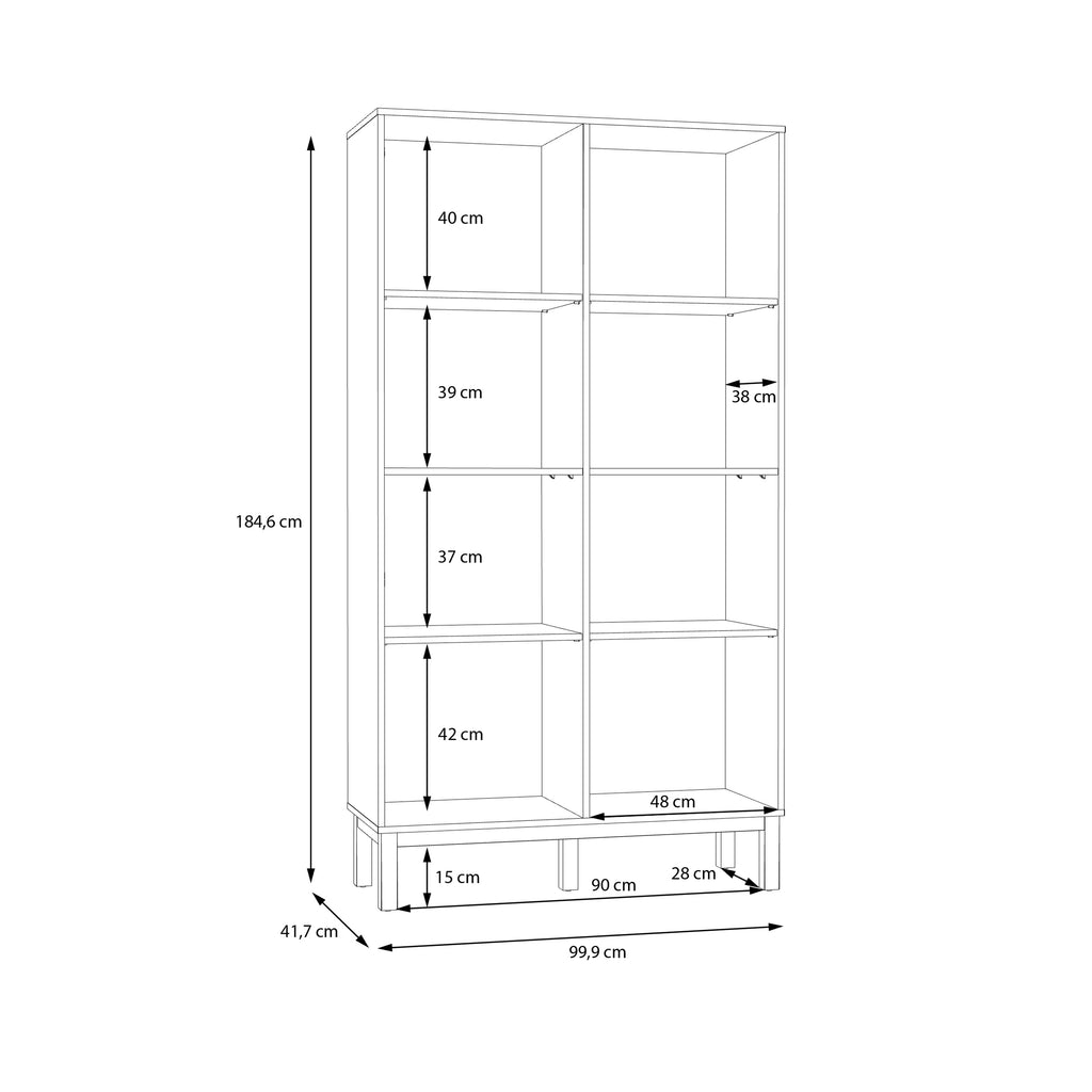 Wensley Display Cabinet with 1 Door and  1 Glass Door in Light Grey and Oak