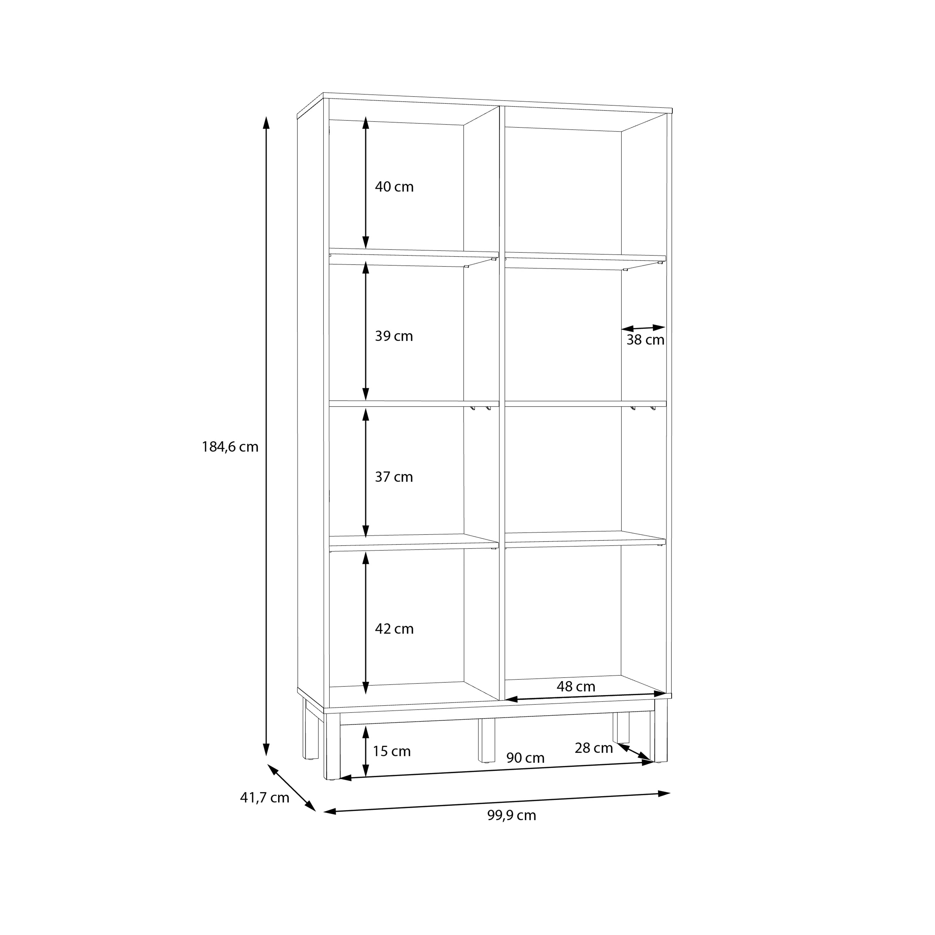 Wensley Display Cabinet with 1 Door and  1 Glass Door in Light Grey and Oak
