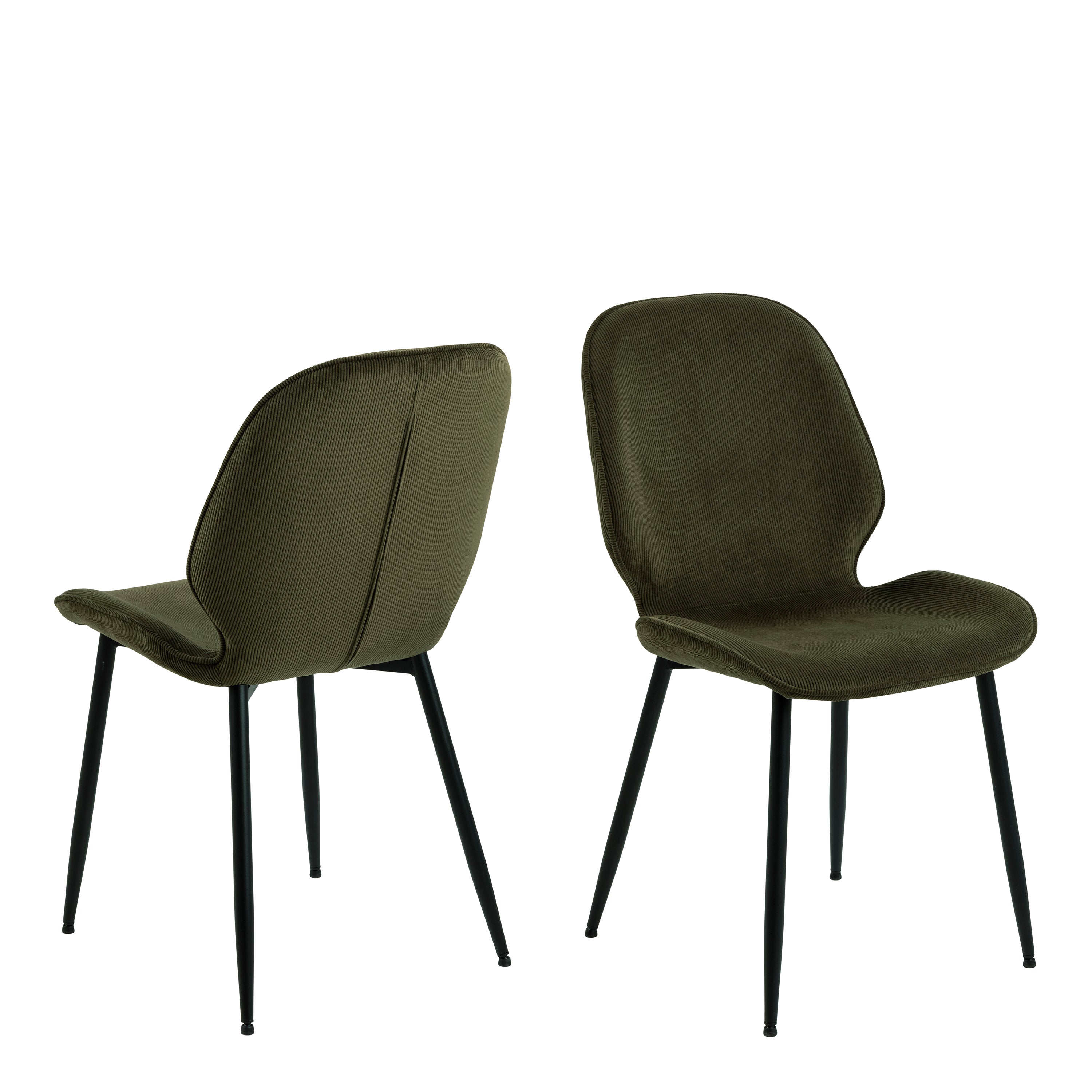 Nagano Round Dining Table in Oak Included 4 Femke Dining Chair in Olive Green