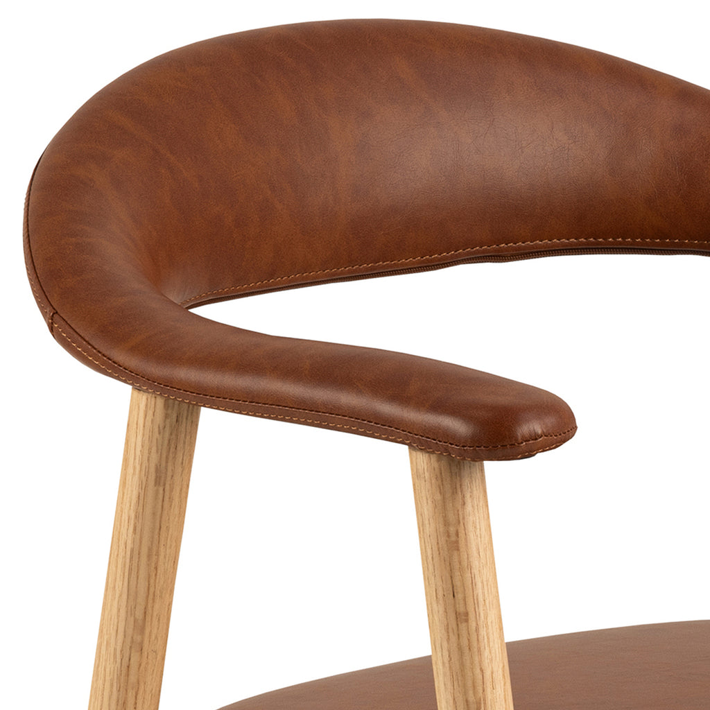 Addi Dining Chair With Armrest in PU Retro Brandy Set of 2