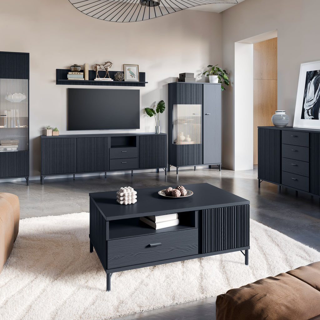 Lusaka Display Cabinet 2 Door in Black Graphite
