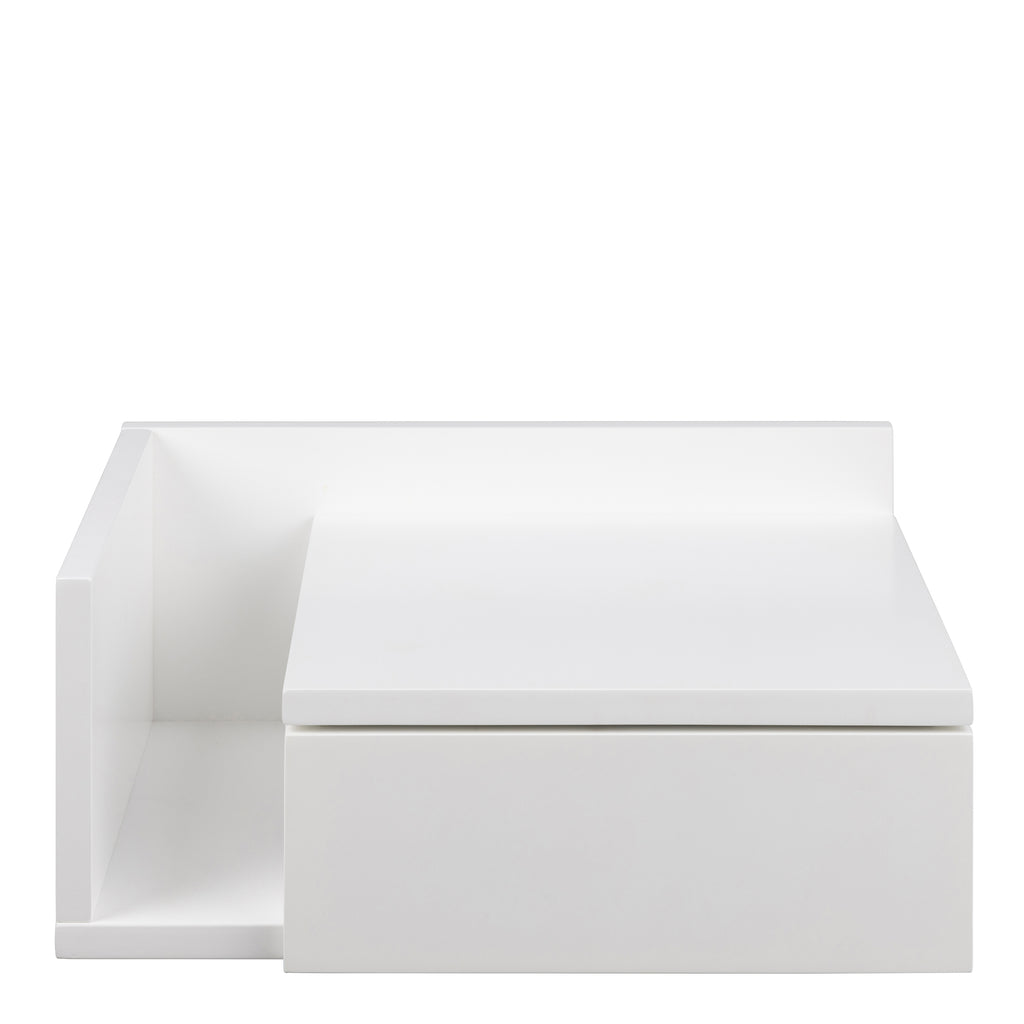 Ashlan 1 Drawer Wall Mounted Square Bedside Table in White