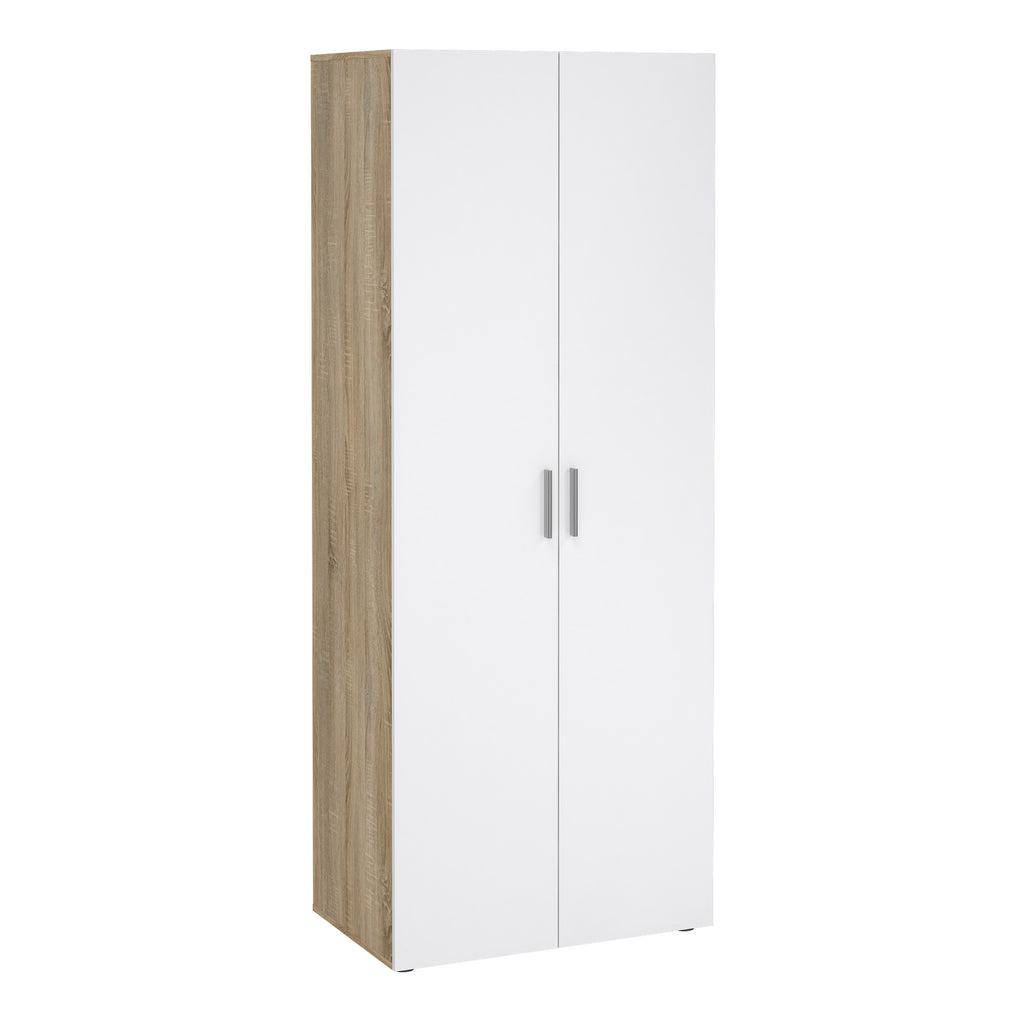 Pepe Package - Bedside 2 Drawers + Chest of 4 Drawers + Wardrobe with 2 Doors in Oak with White High Gloss