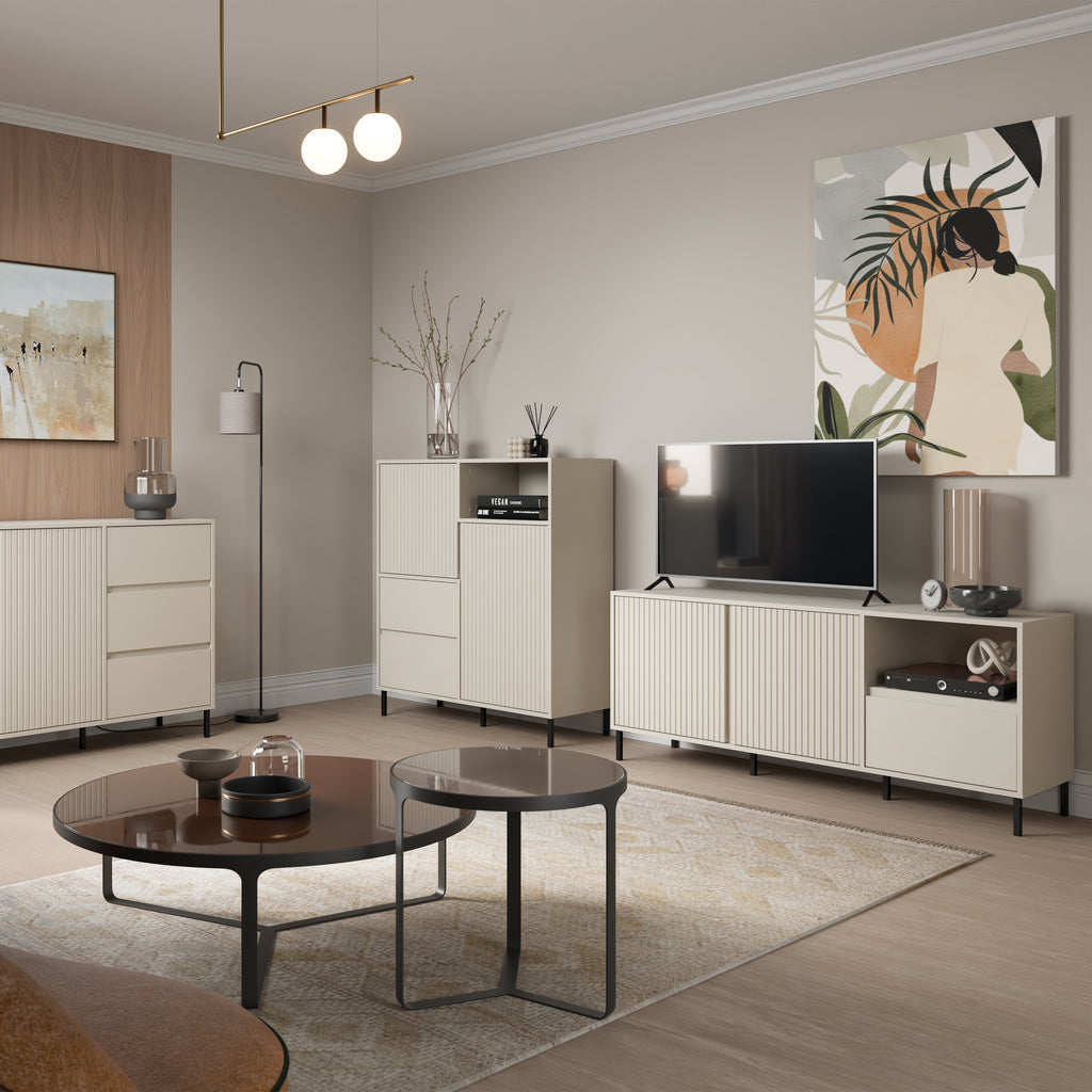 Avenale Wide TV Cabinet  2 Door 1 Drawer in Cashmere