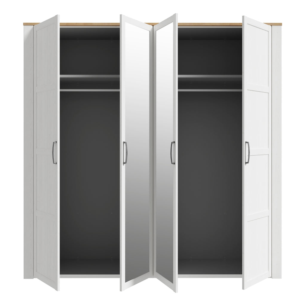 Bohol 2 Door 2 Mirrored Door Wardrobe in Riviera Oak/White