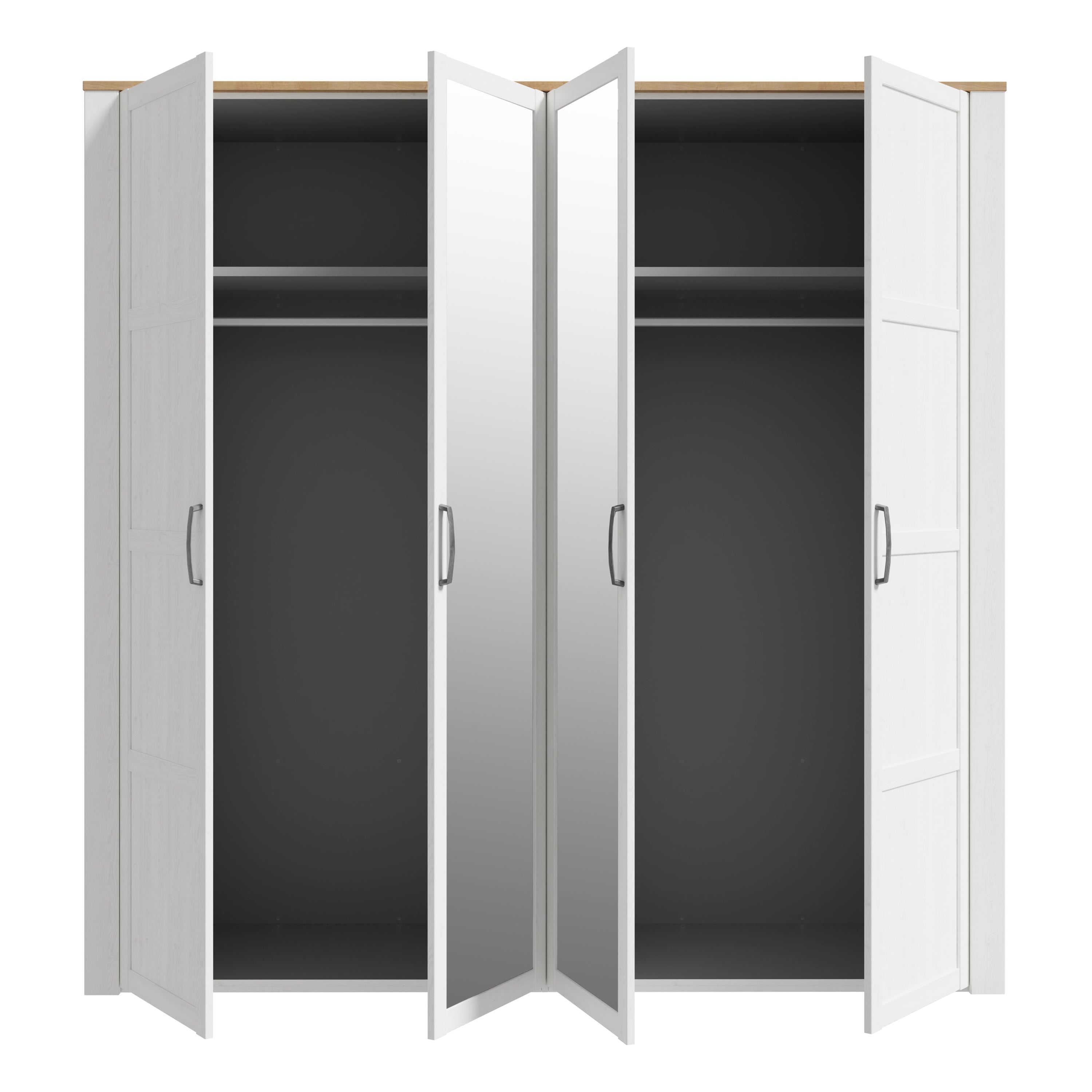 Bohol 2 Door 2 Mirrored Door Wardrobe in Riviera Oak/White