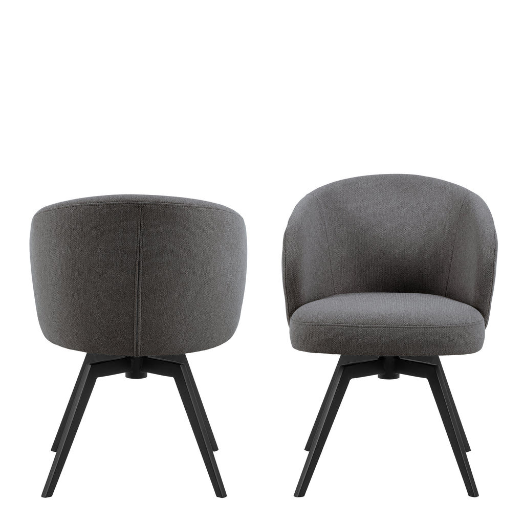Darlene Dining Chair with Armrest and Swivel Function in Grey