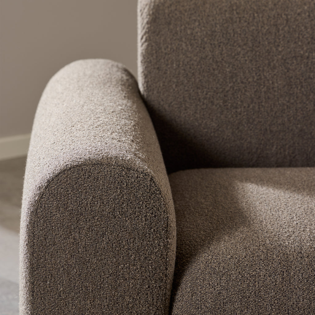 Midfield Right Hand Facing 2 Seater Chaise Longue in Boucle Taupe Fabric