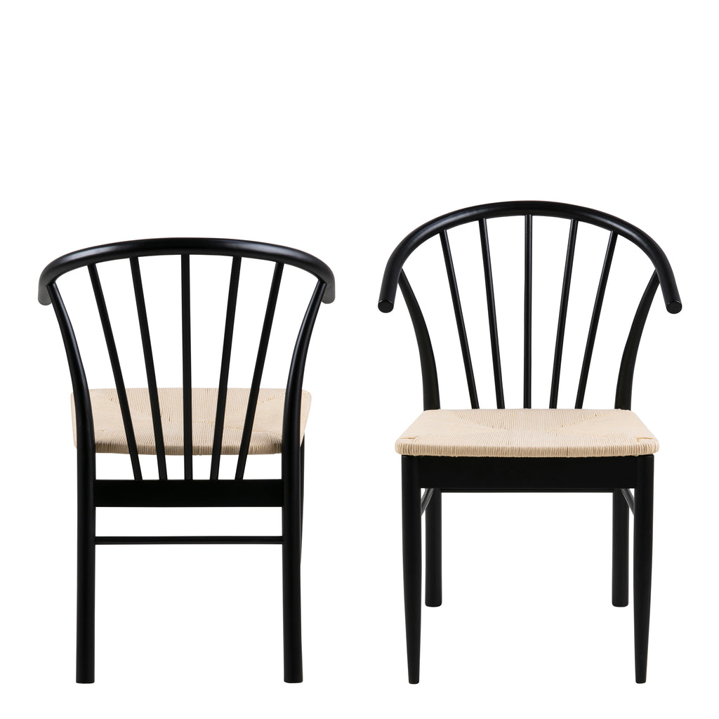 Montreux Round Extending Dining Table in Black 115-154 cm Included 4 Cassandra Dining Chair with Armrest in Black