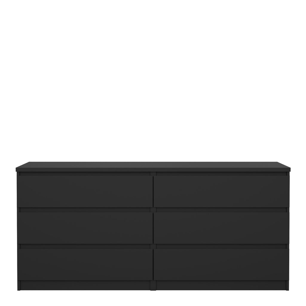Naia Wide Chest of 6 Drawers (3+3) in Black Matt