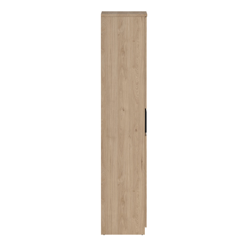 Naia Shoe Cabinet with 4 Doors 1 Drawer in Jackson Hickory Oak and Black