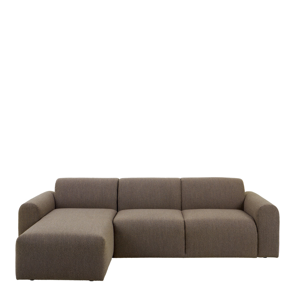 Midfield Left Hand Facing 2 Seater Chaise Longue in Boucle Taupe Fabric
