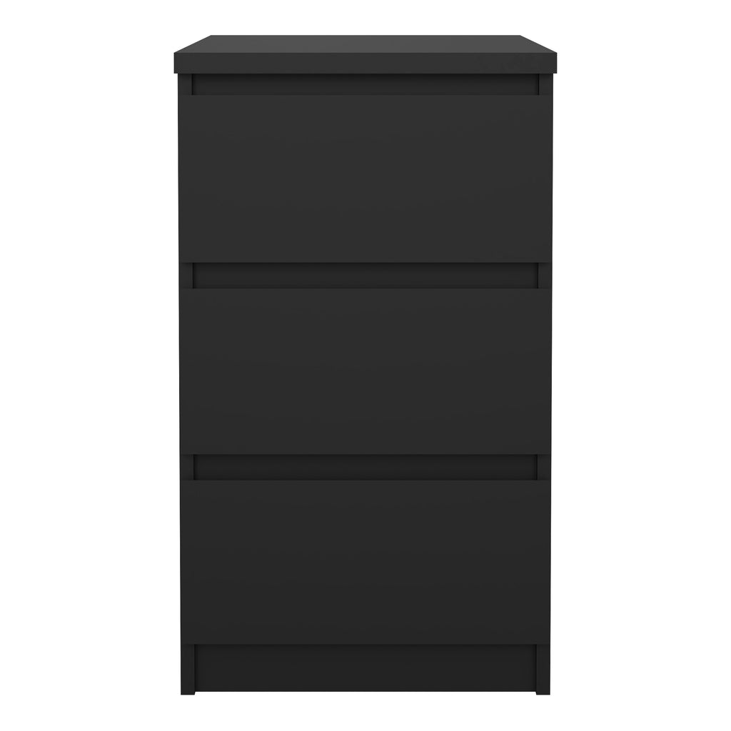 Naia Bedside 3 Drawers in Black Matt