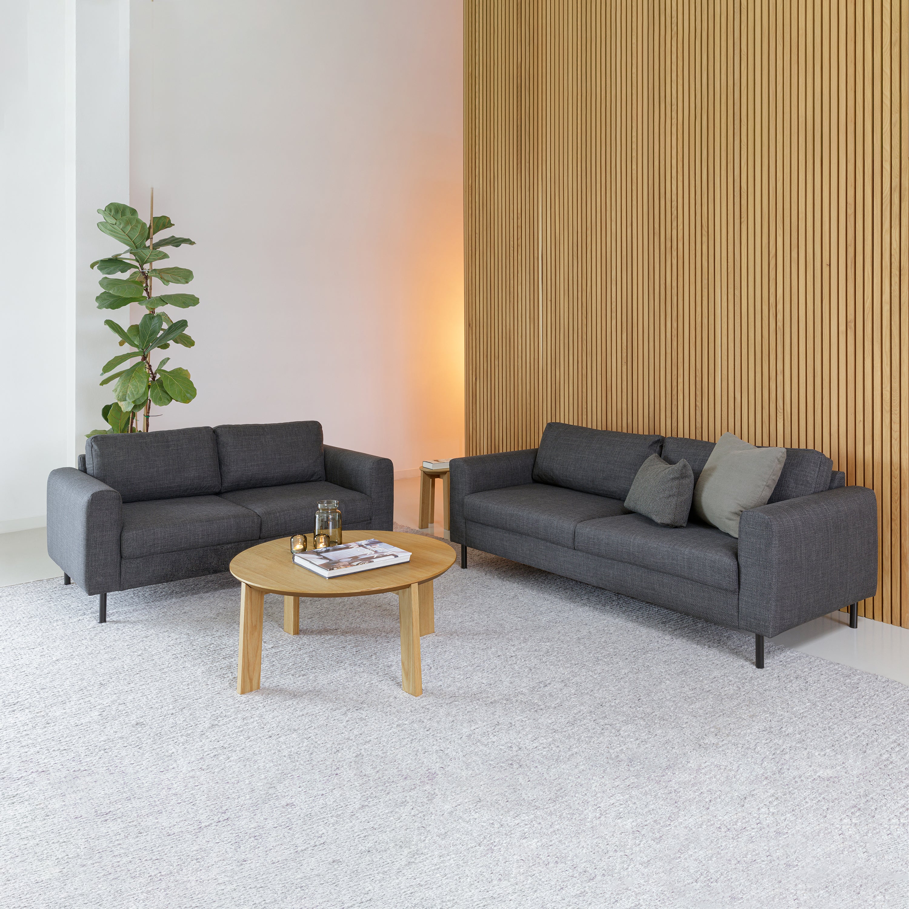 Omaha 2 + 3 Seater Sofa set in Basel Dark Grey Fabric