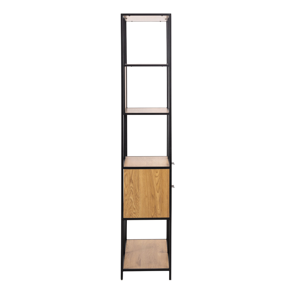 Seaford Tall Wild Oak Metal 2 Drawer Bookcase With 4 Shelves