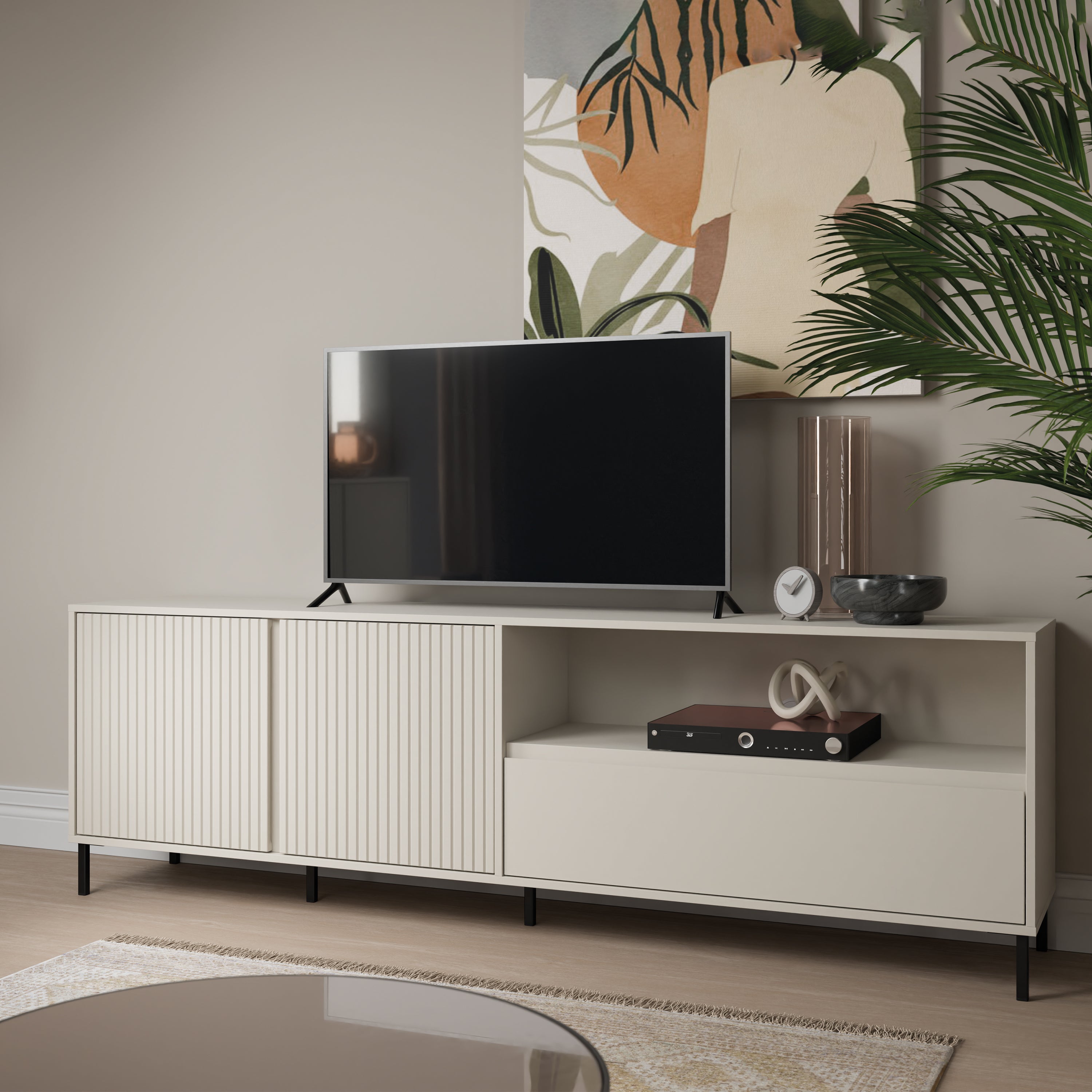 Avenale TV Cabinet 2 Door 1 Drawer in Cashmere