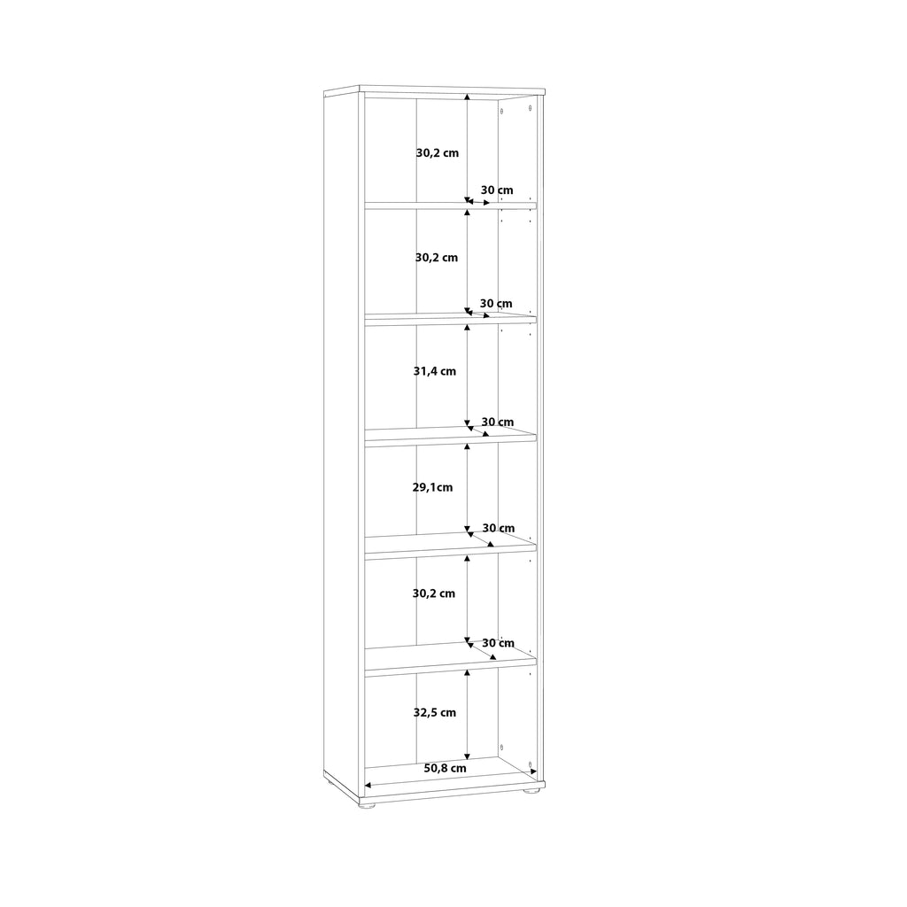 Essential Narrow 5 Shelf Bookcase in Vintage Oak