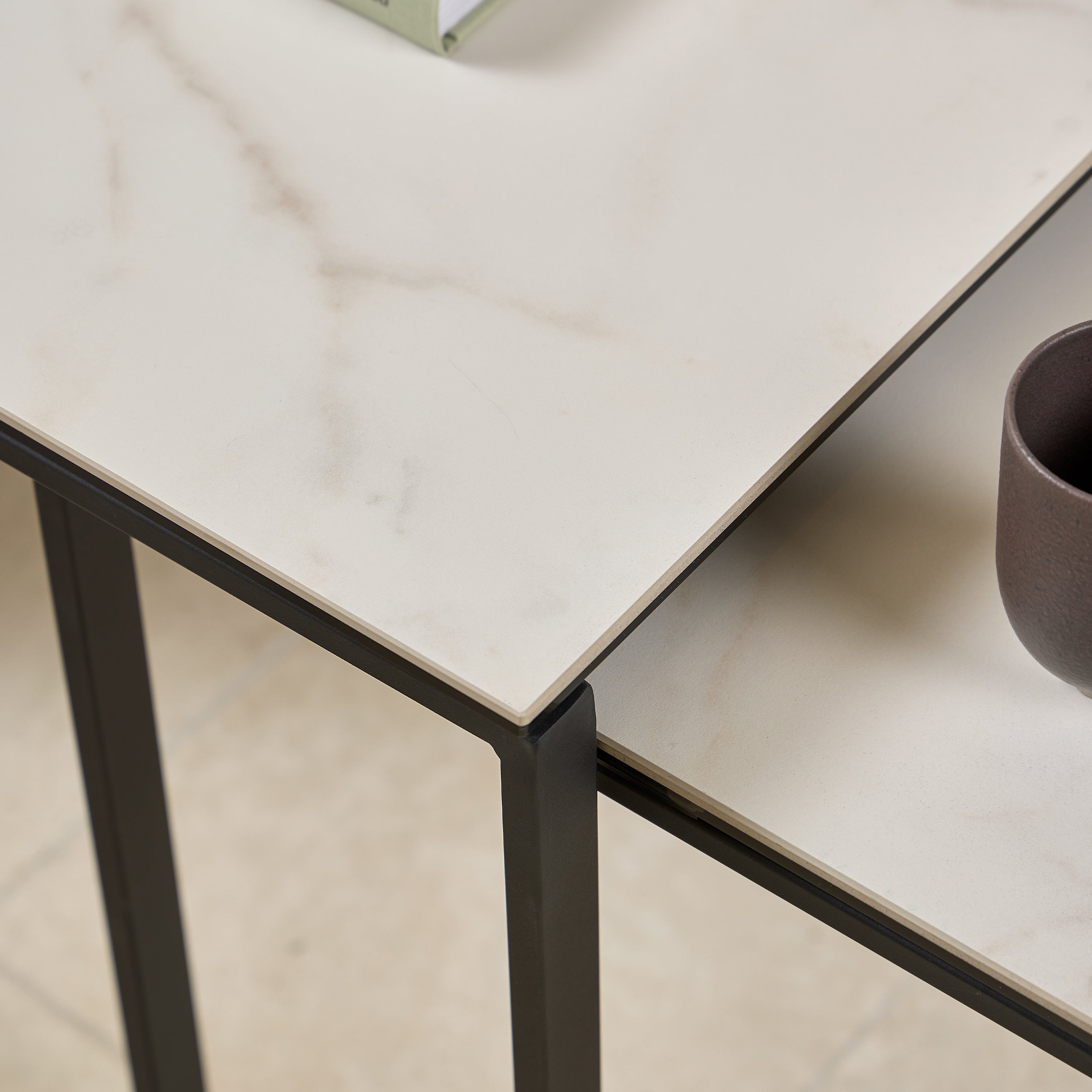 Katrine Square Coffee Table Set in Ceramic White