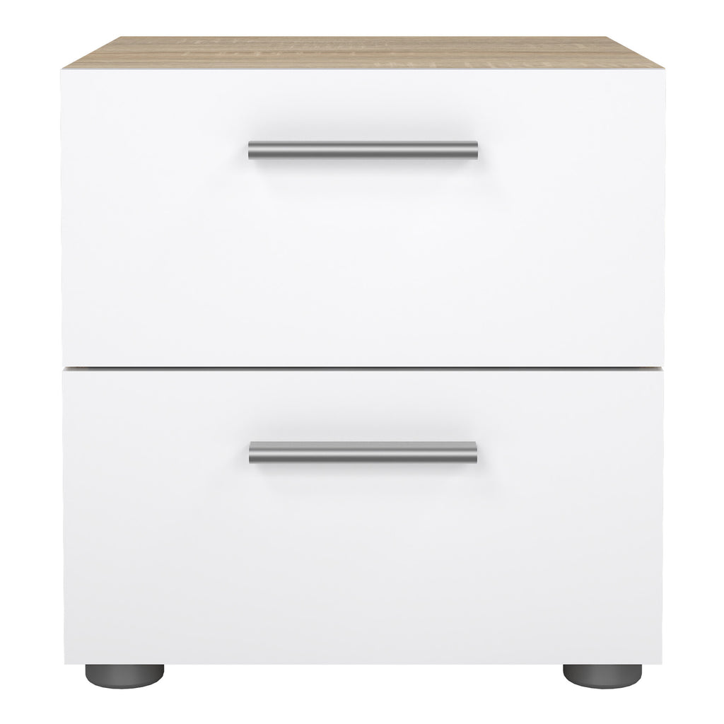 Pepe Bedside 2 Drawers in Oak structure/White High Gloss