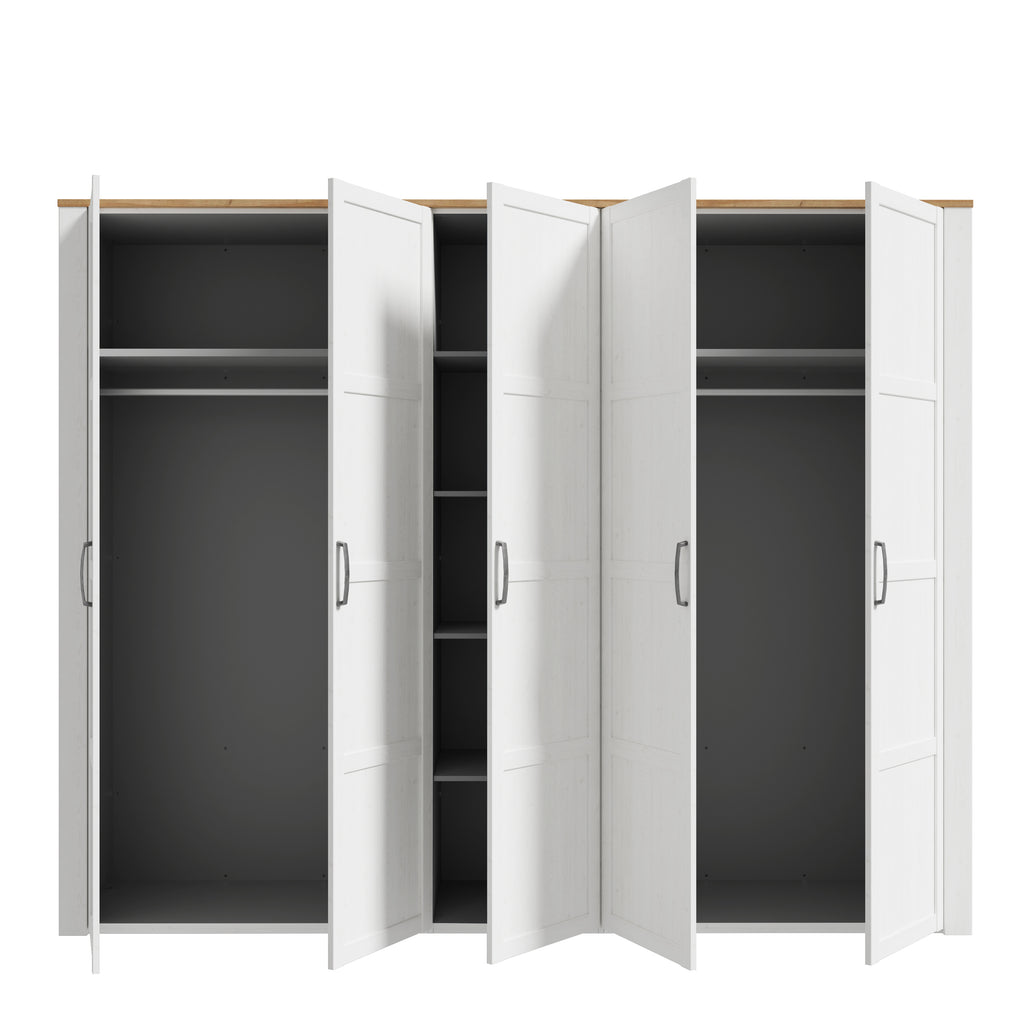 Bohol 5 Door Wardrobe in Riviera Oak/White