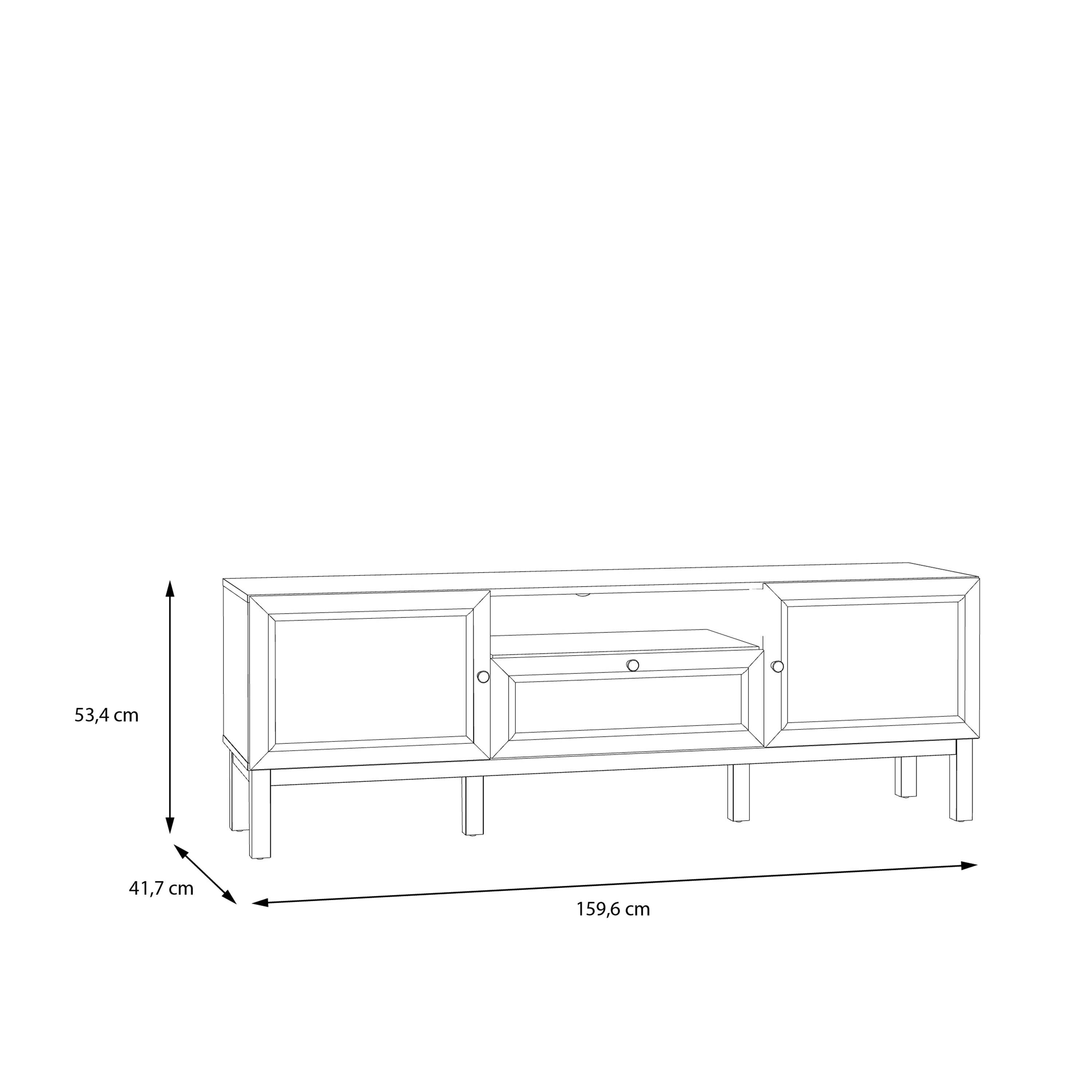 Wensley 2 Door 1 Drawer TV Unit in Light Grey and Oak