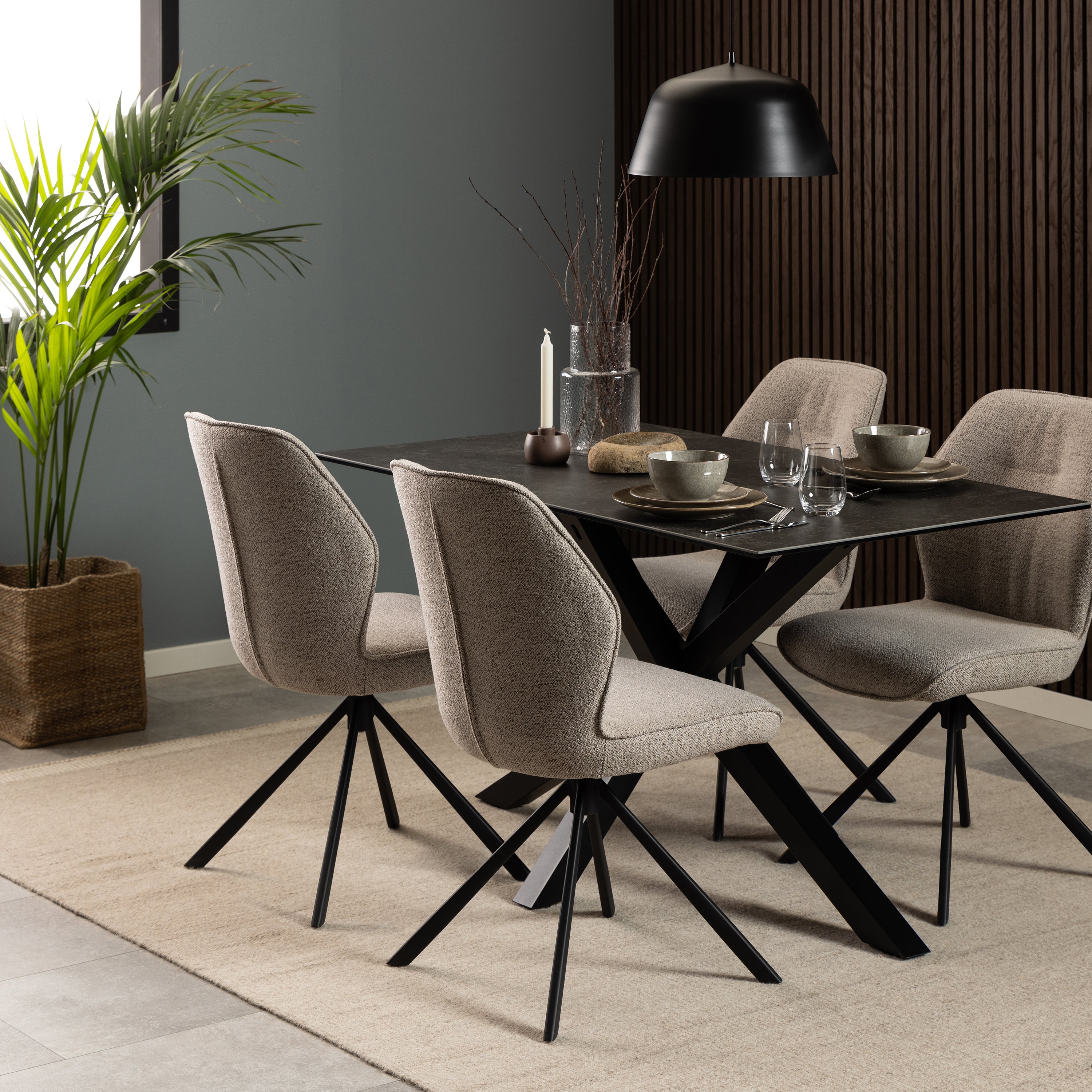Heaven Dining Table with Ceramic Black Top 135cm