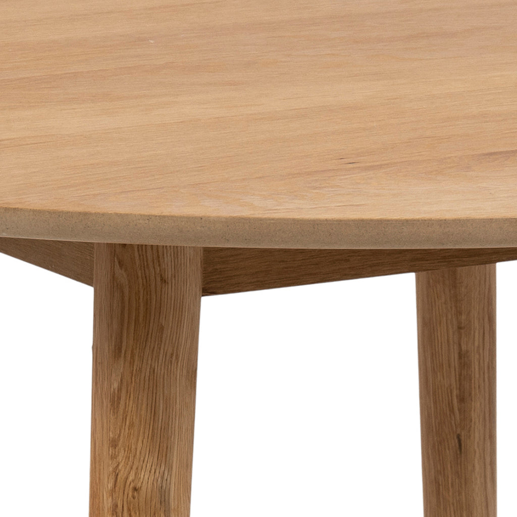Nagano Round Dining Table in Oak Included 4 Femke Dining Chair in Olive Green