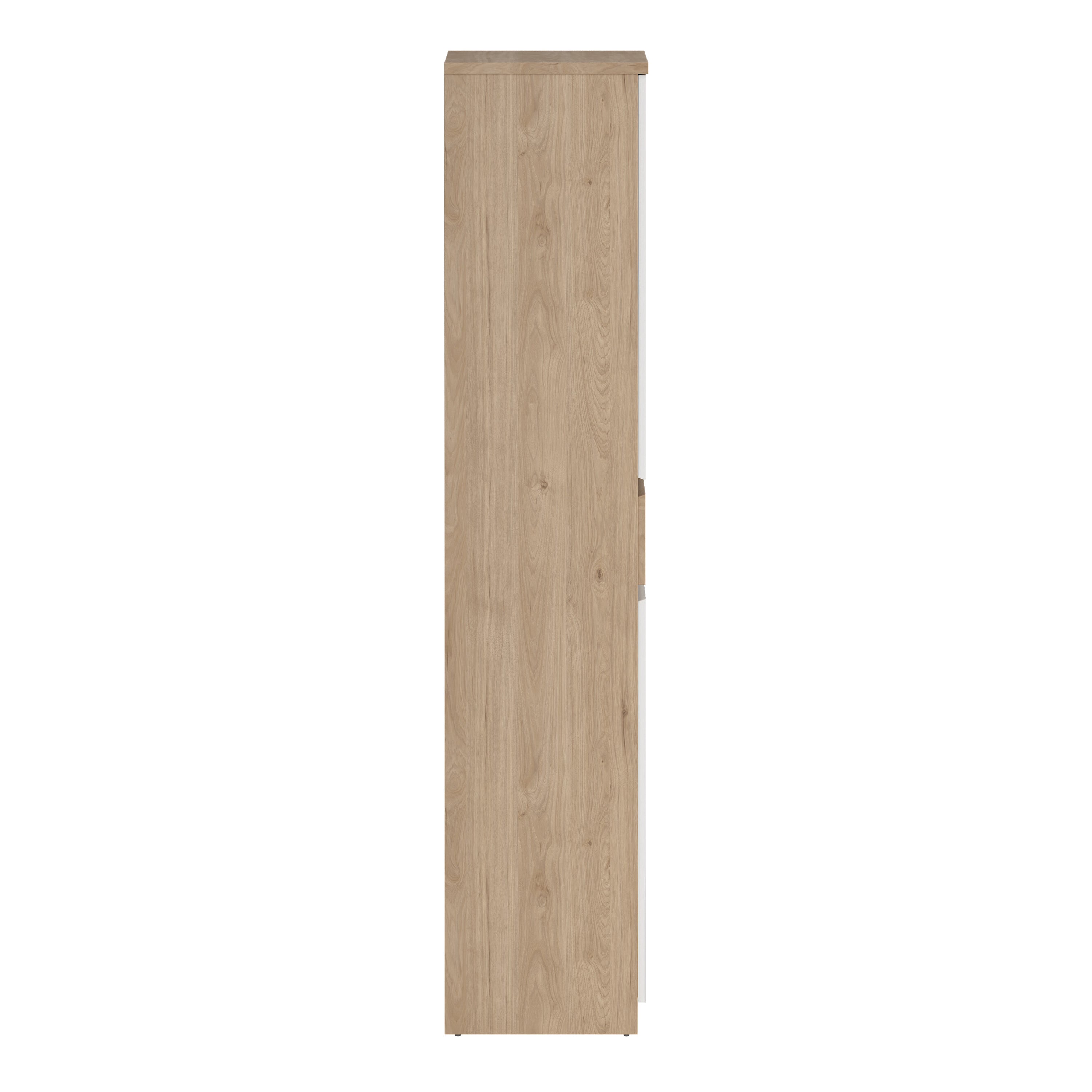 Naia Shoe Cabinet with 4 Doors 1 Drawer in Jackson Hickory Oak and White