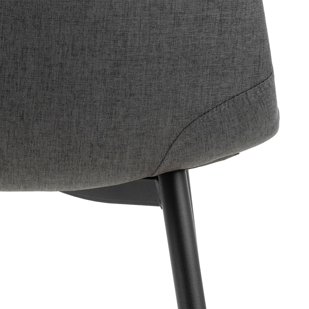 Wilma Dining Table with Oak Top & Black Legs Included 4 Celia Dining Chair in Light Grey