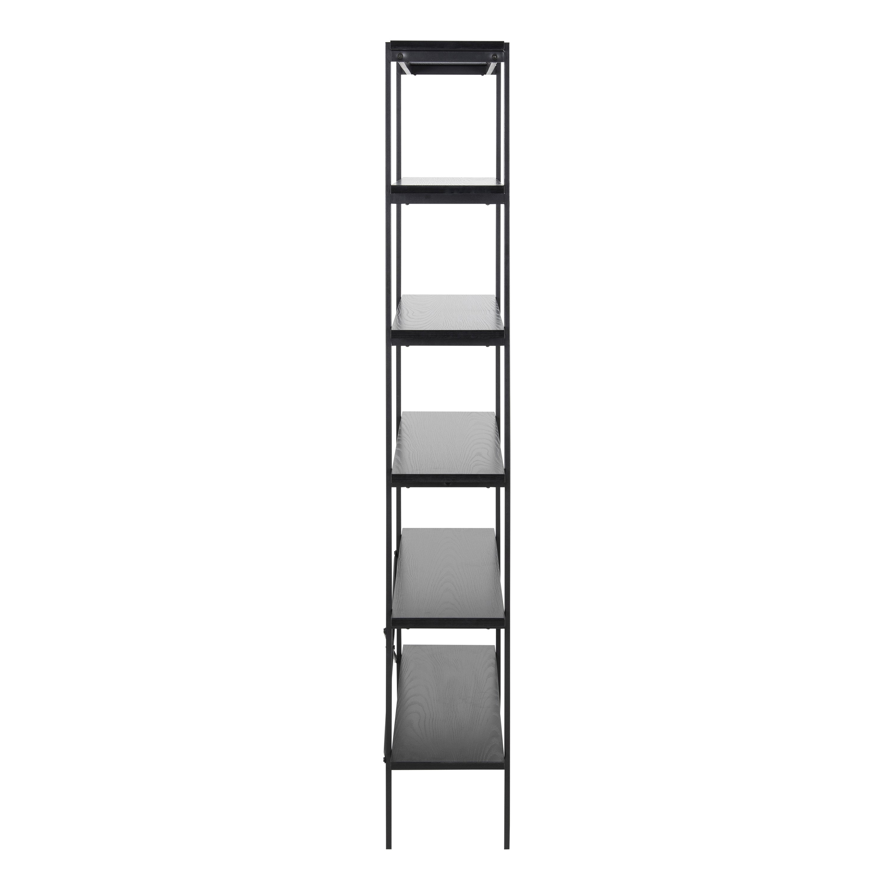 Angus Bookcase with 5 Shelves in Black