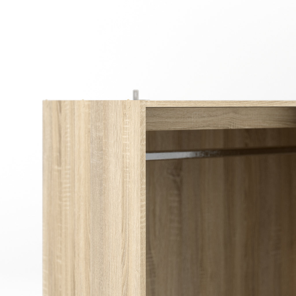 Line Wardrobe 3 Doors 6 Drawers in Oak with White High Gloss