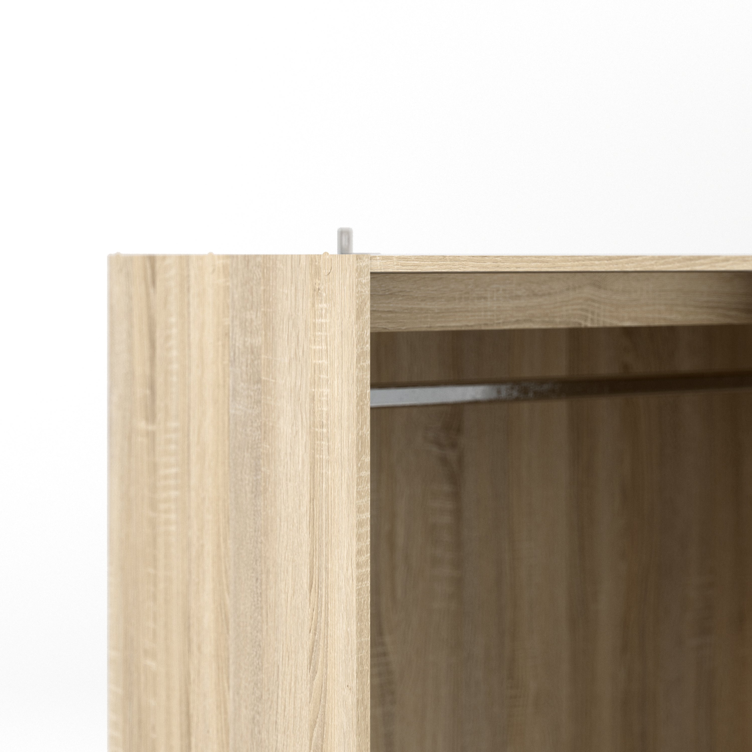 Line Wardrobe 3 Doors 6 Drawers in Oak with White High Gloss